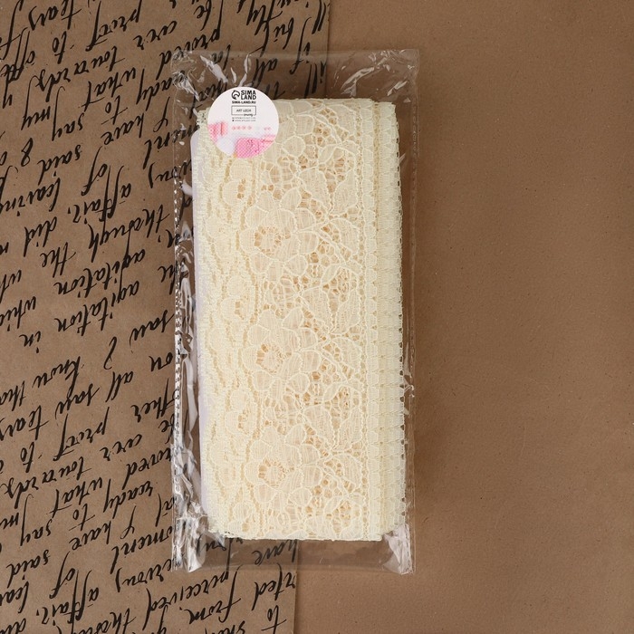 Кружево капроновое, 60 мм &times; 10 &plusmn; 1 м, цвет молочный