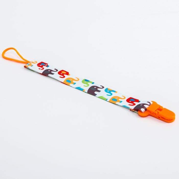 Держатель для соски - пустышки «Слоники», на ленте, 28 см. Держатель для соски - пустышки «Слоники», на ленте, 28 см.