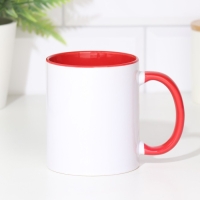 Кружка под сублимацию и нанесение керамика белая, внутри красная стандарт 320мл
