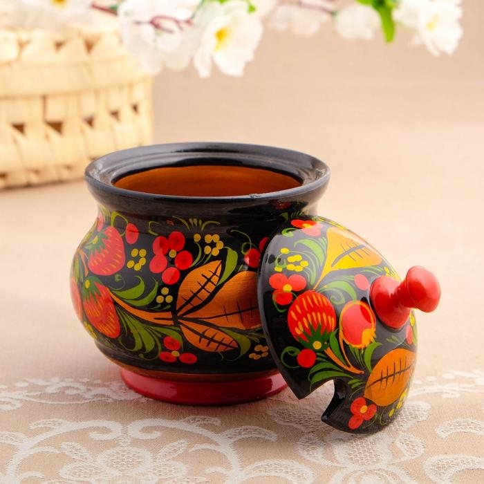 Сахарница«Ягодка», с ложкой, 10.5×11 см, хохлома Сахарница«Ягодка», с ложкой, 10.5×11 см, хохлома