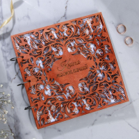 Книга пожеланий на свадьбу в деревянной обложке &laquo;Узоры&raquo;.