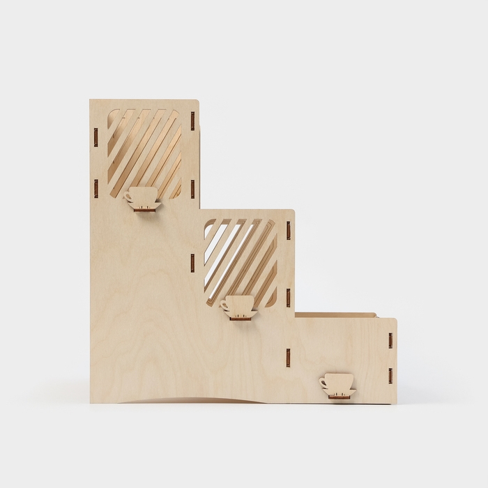 Подставка - органайзер деревянный Доляна &laquo;Барный&raquo;, под стаканы, крышки, трубочки, салфетки, 29,4&times;29,4&times;29,4 см