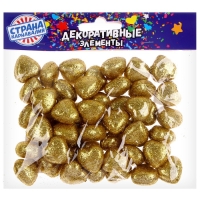 Фигурка для поделок и декора &laquo;Сердце&raquo;, набор 50 шт., размер 1 шт. 1,5&times;1,5&times;0,5 см, цвет золото