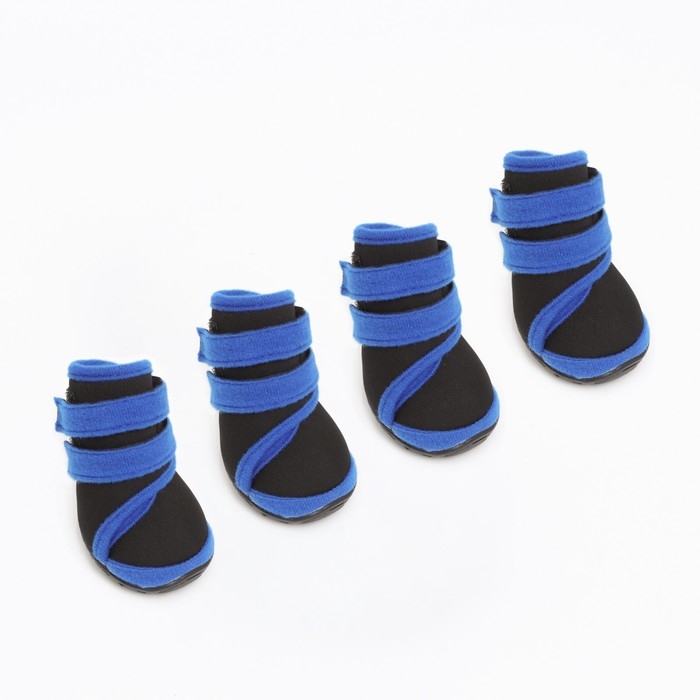 Ботинки высокие для больших собак, набор 4 шт, размер L (подошва 10 х 7 см), чёрно-синие