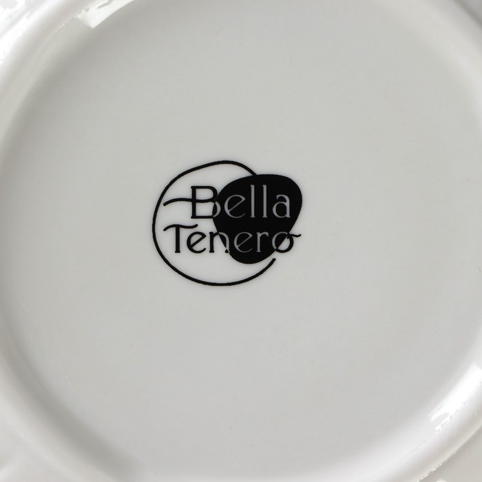 Сахарница фарфоровая с ложкой на бамбуковой подставке BellaTenero &laquo;Тюльпан&raquo;, 350 мл, цвет белый