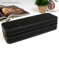 Шкатулка кожзам под часы 6 отделений "Чёрная с белой строчкой" на молнии 7,5х11х33 см Шкатулка кожзам под часы 6 отделений "Чёрная с белой строчкой" на молнии 7,5х11х33 см