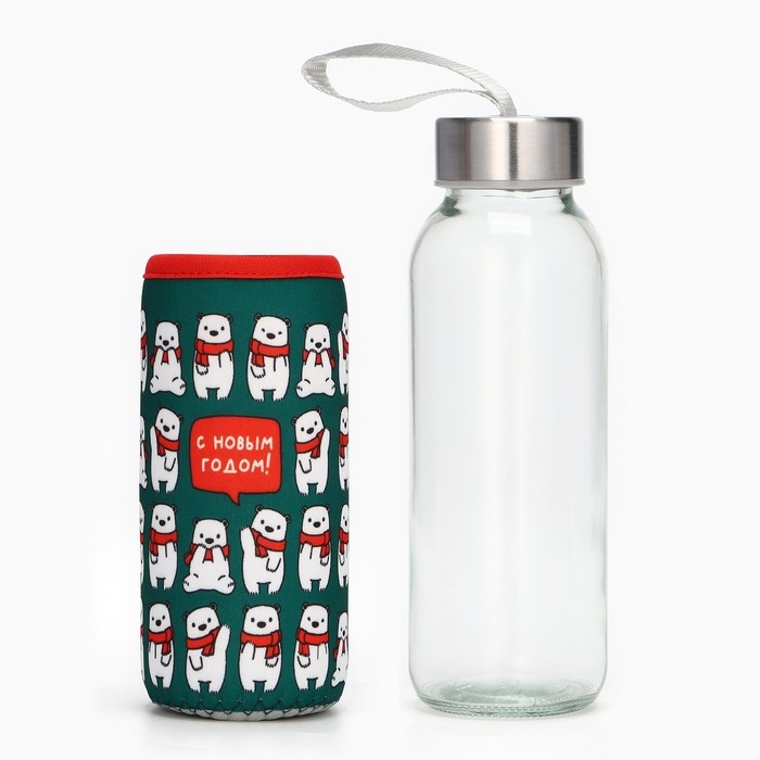 Новый год. Бутылка для воды &laquo;Мишки&raquo;, 350 мл