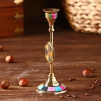 Подсвечник "Калейдоскоп" латунь, перламутр 7х7х18 см Подсвечник "Калейдоскоп" латунь, перламутр 7х7х18 см