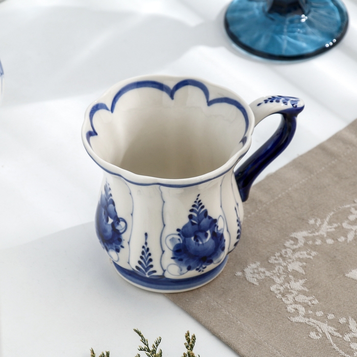 Кружка Кружка "Солнышко", малый, гжель, фарфор, 9х7,5 см