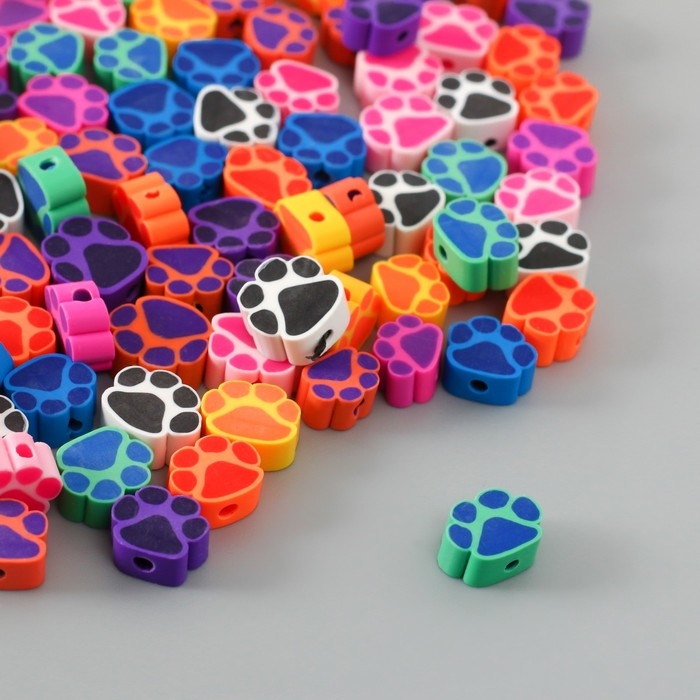 Бусины резиновые фигурные "Лапа" МИКС, уп. 500 шт.