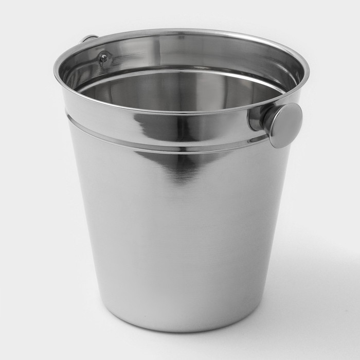 Ведро для льда из нержавеющей стали Доляна, 4,5 л, 20,5×20,5 см, цвет хромированный Ведро для льда из нержавеющей стали Доляна, 4,5 л, 20,5×20,5 см, цвет хромированный