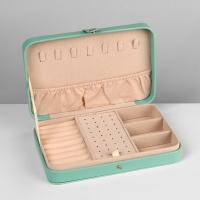 Органайзер для украшений &laquo;Шкатулка портативная&raquo;, 8 полос, 4 места, 14&times;21&times;4,5 см, цвет зелёный