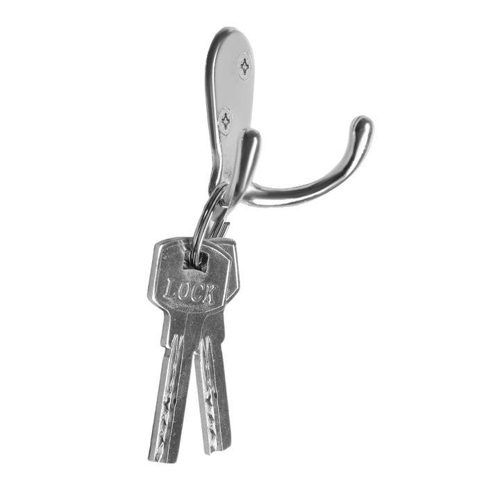 Крючок мебельный ТУНДРА TKD026, двухрожковый, хром Крючок мебельный ТУНДРА TKD026, двухрожковый, хром