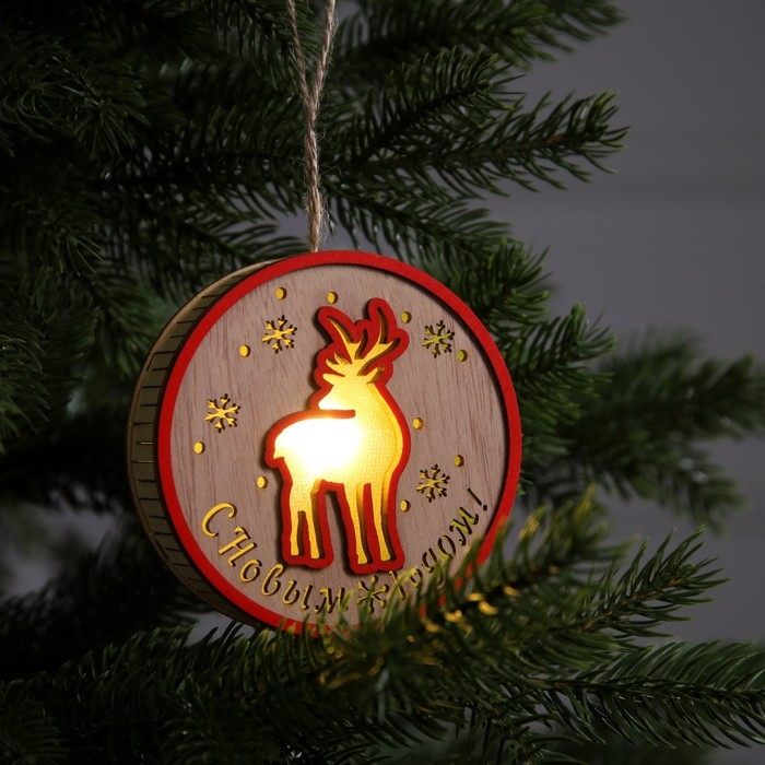 Ёлочная игрушка &laquo;С новым годом&raquo;, от батареек, свечение тёплое белое