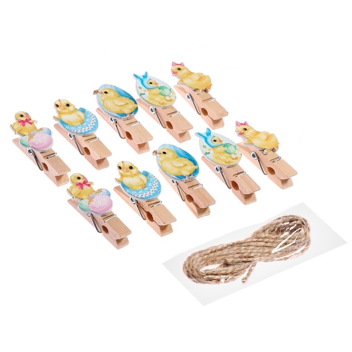 Прищепки декоративные &laquo;Цыплята&raquo; набор 10 шт., 1.5 &times; 12 &times; 14 см