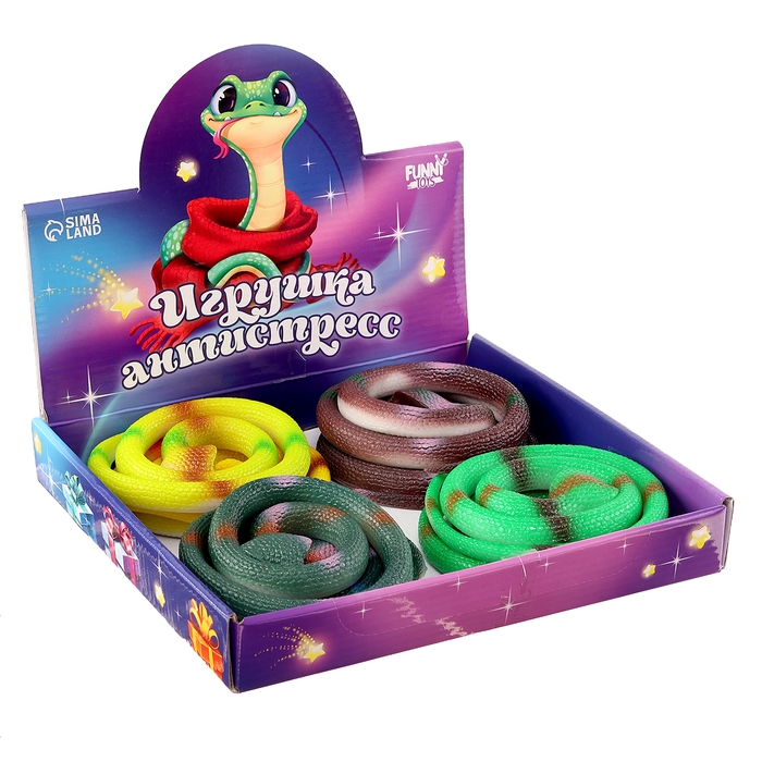 Новый год! Игрушка-антистресс "Змейка" 70см, микс, в шоубоксе