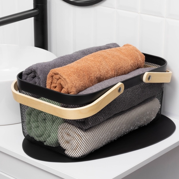 Корзинка универсальная прямоугольная LaDо́m, 40&times;24.5&times;18,5 см, чёрный