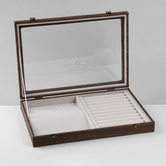 Подставка для украшений &laquo;Шкатулка дерево&raquo; 10 полос, 10 крючков, 34,8&times;24,3&times;5 см, цвет серый в дереве