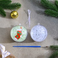 Ёлочное украшение под раскраску &laquo;Ёлочки&raquo; размер: 8 см; 2 шт., кисть