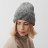 Шапка женская MINAKU, цвет темно-серый, р-р 56-58 Шапка женская MINAKU, цвет темно-серый, р-р 56-58