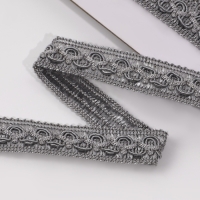 Тесьма декоративная &laquo;Змейка&raquo;, 15 мм, 10 &plusmn; 1 м, цвет серебряный