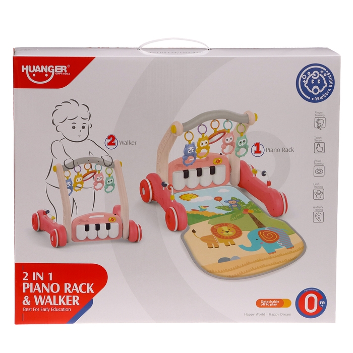 Развивающий коврик-каталка &laquo;Сафари&raquo;, 2 в 1, звуковые эффекты, цвет красный