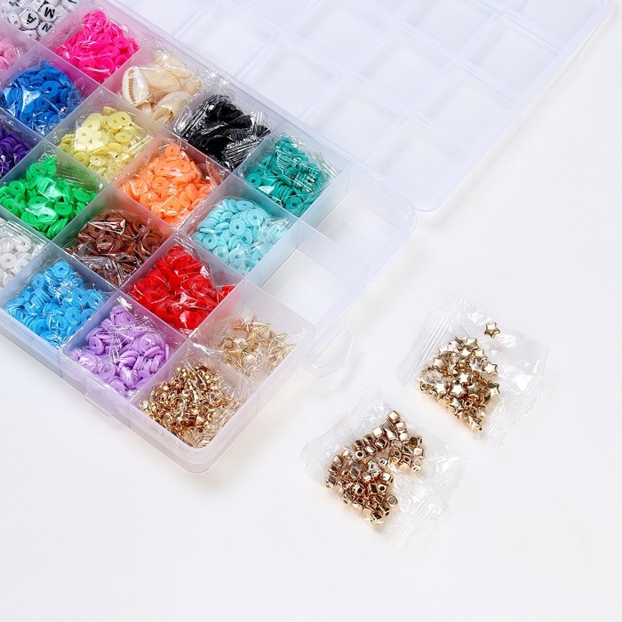 Набор для создания украшений &laquo;Яркие бусины&raquo;, 21 цвет бусин, 4 вида фурнитуры + ножницы