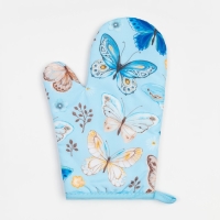 Кухонный набор 2 прихватки Этель &laquo;Бабочки&raquo; , прихватка 17х17 см, варежка 24х16 см, 100% п/э