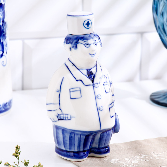 Штоф &laquo;Не болит&raquo;, 0,25 л, 14,5 см, гжель