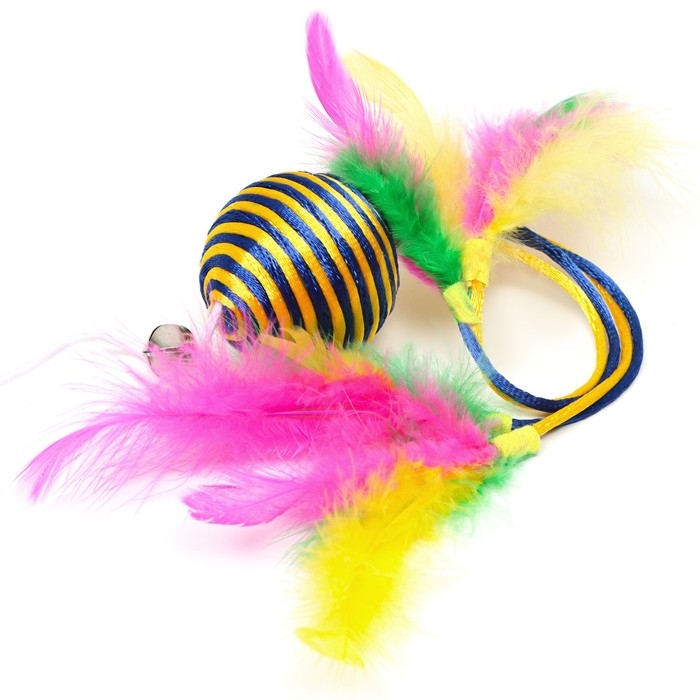 Дразнилка-удочка Дразнилка-удочка "Шар с перьями", голубая на оранжевой ручке