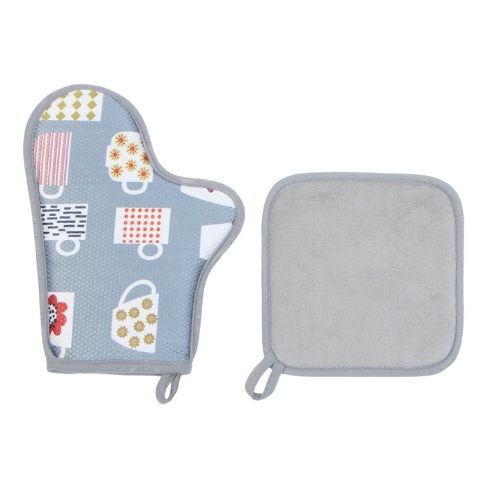 Кух. набор 2 пр. Этель Чашечка прих. 20*20 см, вареж-прихв. 27*20 см,100% п/э