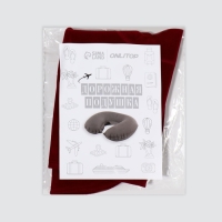 Подушка для шеи дорожная, надувная, 42 &times; 27 см, цвет МИКС