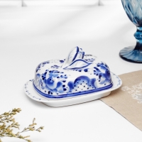 Маслёнка &laquo;Тюльпан&raquo;, 16х10,5х10 см, гжель