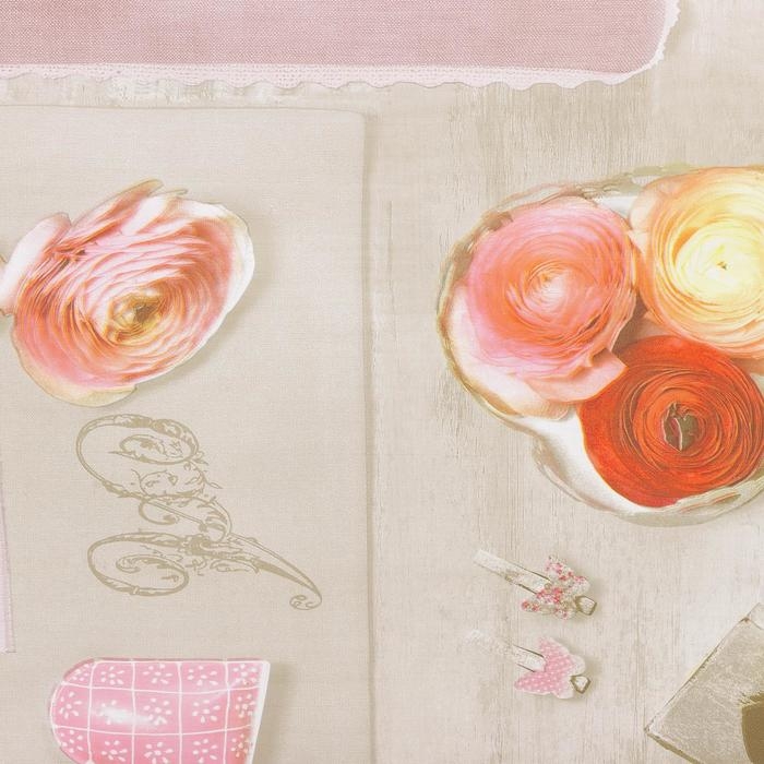 Клеёнка на стол на тканевой основе Доляна &laquo;Нежность&raquo;, рулон 20 метров, ширина 137 см, общая толщина 0,22 мм, цвет бежевый