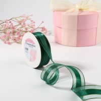 Лента декоративная, капроновая/атласная, с люрексом, 25 мм, 18 &plusmn; 1 м, цвет изумрудный