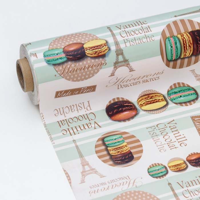 Клеёнка на стол Доляна &laquo;Макаруны&raquo;, на тканевой основе, рулон 20 метров, ширина 137 см, общая толщина 0,22 мм, цвет бежевый