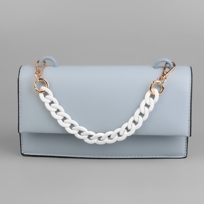 Цепочка для сумки, пластиковая, с карабинами, 23 &times; 17 мм, 30 см, цвет белый/золотой