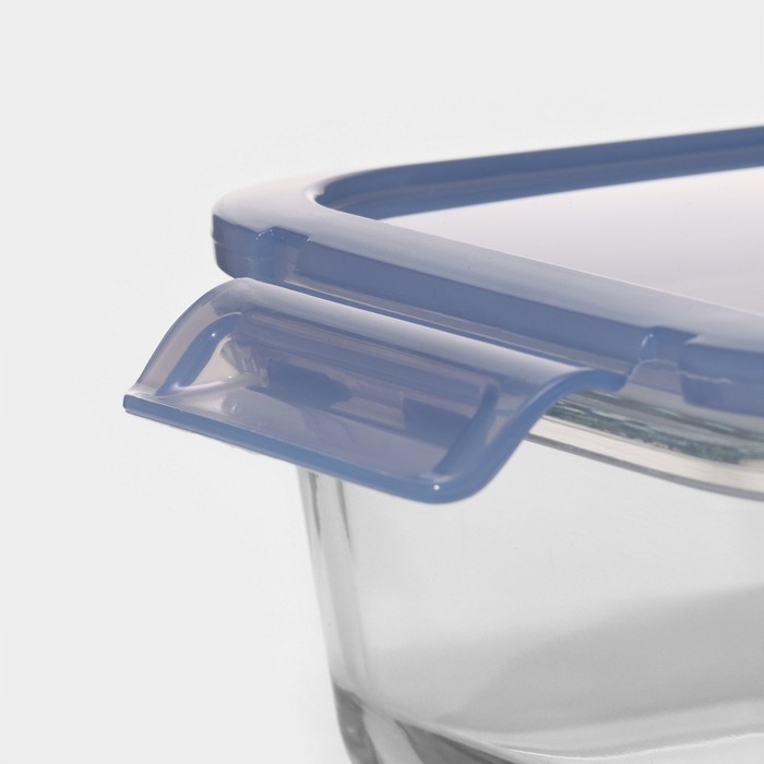 Контейнер из жаропрочного стекла, 1010 мл, 2 секции, синяя крышка