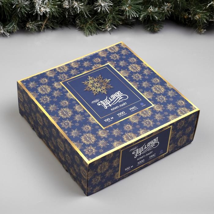 Гирлянда «Клип-лайт» 100 м, IP44, УМС, тёмная нить, 1000 LED, свечение синее, 8 режимов, 24 В, без БП Гирлянда «Клип-лайт» 100 м, IP44, УМС, тёмная нить, 1000 LED, свечение синее, 8 режимов, 24 В, без БП