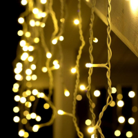 Гирлянда &laquo;Бахрома&raquo; 3 &times; 0.6 м, IP44, УМС, белая нить, 160 SMD-LED, свечение тёплое белое, 220 В