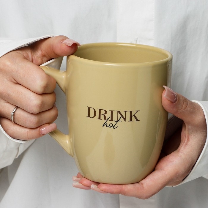 Кружка керамическая «Стиль», 450 мл, цвет бежевый Кружка керамическая «Стиль», 450 мл, цвет бежевый