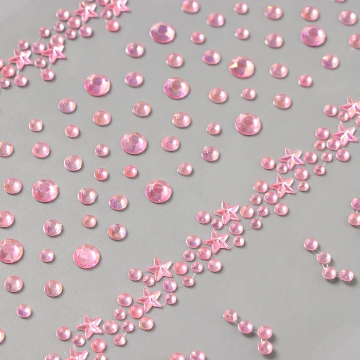 Наклейка пластик стразы "Звёздная дорога" розовая 22,5х11,5 см