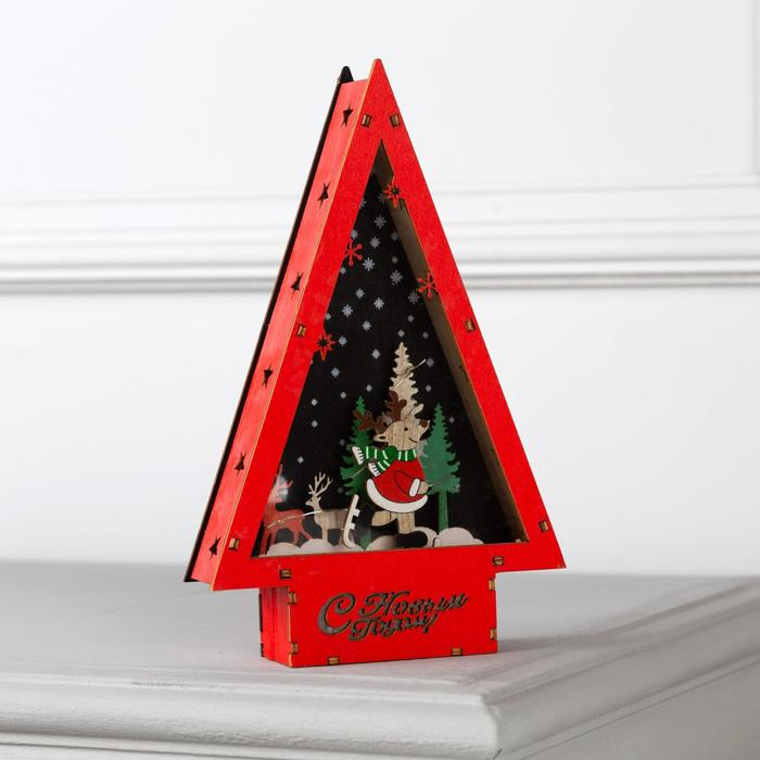 Светодиодная фигура &laquo;Олень на коньках&raquo; 14 &times; 22.5 &times; 4 см, дерево, батарейки АААх2 (не в комплекте), свечение тёплое белое