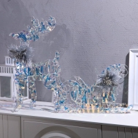 Светодиодная фигура &laquo;Олень с санями&raquo;, олень: 30 &times; 52 &times; 14 см, сани: 39 &times; 25 &times; 23 см, текстиль, металл, 220 В, свечение тёплое белое