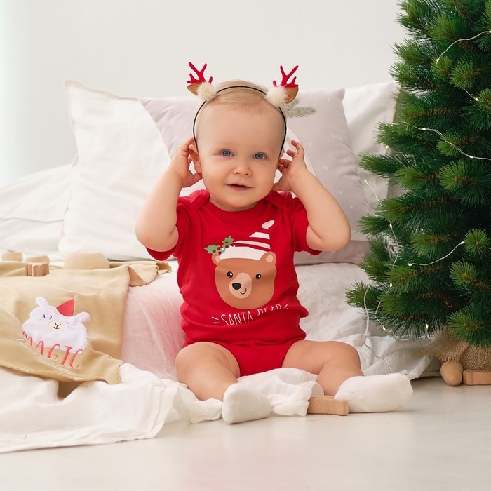 Боди детское Крошка Я &laquo;Новогодние зверята&raquo;, рост 80-86 см, цвет красный