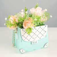 Кашпо деревянное 15,5х10х12 см "Сумочка", тиффани пастель-белый Кашпо деревянное 15,5х10х12 см "Сумочка", тиффани пастель-белый