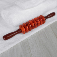 Массажёр &laquo;Скалка&raquo;, универсальный, 36 &times; 6 см, 8 дисков, деревянный