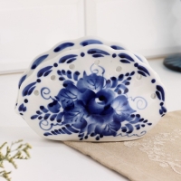 Салфетница &laquo;Ракушка&raquo;, ажурная,  гжель