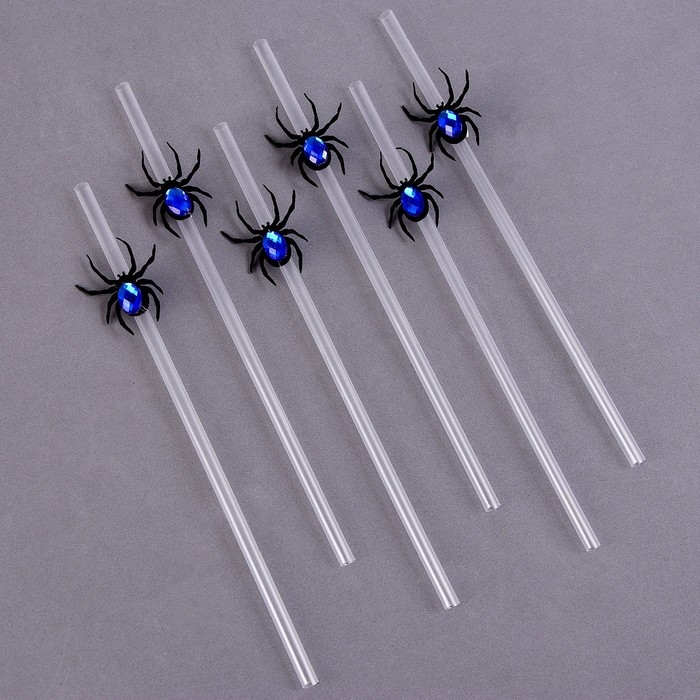 Трубочки для коктейля &laquo;Паук&raquo;, в наборе 6 шт., цвета МИКС