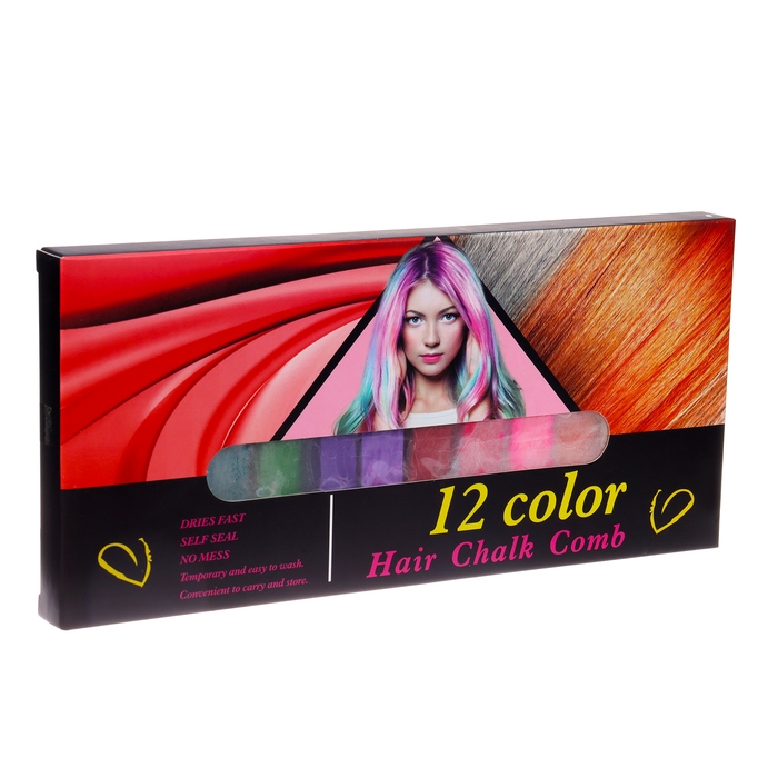 Мелки для волос с расческой, набор 14 цветов (2+12) Мелки для волос с расческой, набор 14 цветов (2+12)